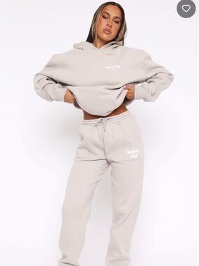 White Fox Beige Cropped HOODIE ONLY